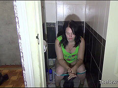 Russian damsel home toilet farts