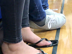 Candid feet in class 9