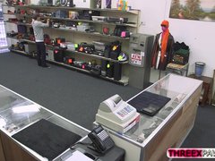 Super hot and busty Latina teen babe gets nailed hard in the pawnshop