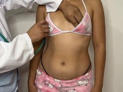 Naughty doctor examines the innocent girl's body in a pervy medical check-up