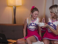 Sad cheerleader having sex with with lesbian teammate
