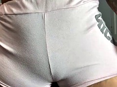 MY DOUBLE LET ME RECORD HER TIGHT PUSSY IN HER NEW SHORTS CAMERAL, BIG ASS, LATINA