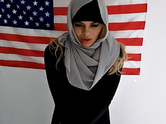 Arab teen Destiny Cruz in hijab sucks and fucks her personal trainer as a thank you.