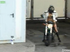 Motorcycle Chick Doesn't Just Wash Her Bike