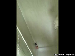 Hot ebony woman caught on hidden shower spy cam