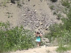 Lily takes a break from her hike to make herself cum