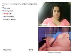 Tugging with ultra-cute chubby on omegle