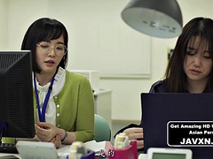 Nerdy japanese slut in the office