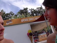 Young Czech couple fucks and pays for sex on the beach - POV money-making video