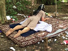 Ébano negroa, Japonêsa, Látex, Masturbação, Ao ar livre cartaz de rua outdoor, Público, Adolescente, Tailandêsa