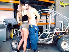 (Tiffany Tatum & Kevin White) Car Repair Man Skip His Lunch To Fuck With His Girl