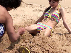 jiggish duo strip and pound on the beach hardcore