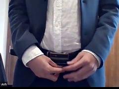 Running for a cum in a suit