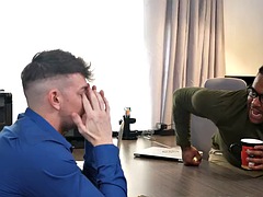 Relieving stress at work: an athlete gets his ass pumped up