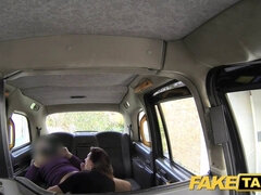 Tall brunette in pantyhose takes it up the ass in fake taxi and takes a cumshot on her face