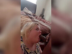 ginormous white light-haired slag blows a fat big black cock