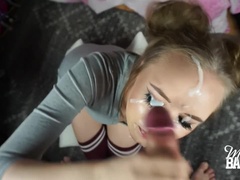 Miss Banana -Swedish teen gets very sloppy sucking her boyfriends huge cock