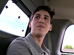 Tricked 21 year old str8 twink fucks gay ass on bus until cumshot