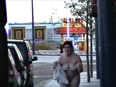 Fat british masturbating in a public bar