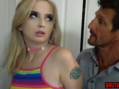 Angry stepdad punish fucks his cute teen stepdaughter