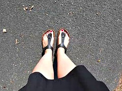 Walking in public-Walk with my dirty little feet