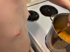 The chef with the perfect tits makes homemade jam! Naked in the kitchen Episode 63