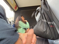Katty West takes a naughty adventure on a crowded bus and gives a stranger an unforgettable blowjob!
