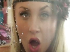 Excited Blonde Tongue Spit Tease