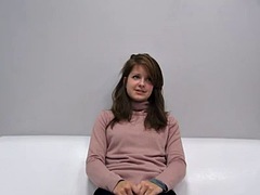Czech girl oils up her body and masturbates at the casting