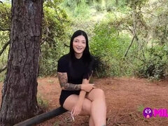 Offering money to sexy girl in the forest in exchange for sex - Salome Gil