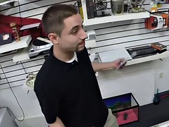 Blowjob pawnshop amateur GF sucks owner cock in office