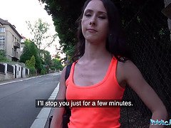 Petite Lola Black gets pounded in public train track by horny agent in POV reality porn
