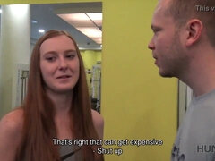 Naughty stranger fucks his girlfriend in the gym for cash