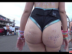 big arse raver stunner getting spied with hidden close-up cam