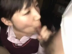 Spicy small titted oriental Haruna Aitsuki getting a cum blast on her face