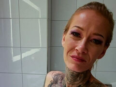 Inked-up, rough-looking bitch Amanda Doll gets fucked in POV