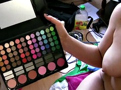 Naked horny babe loves to film sex tape