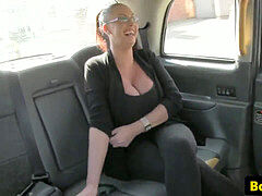 big-chested taxi cougar creampied closeup in cunt
