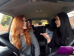 Georgie Lyall gets a hard fuck in the car while driving herself!