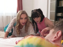 Jayla De Angelis and Alyson Thor are getting fucked in the bed
