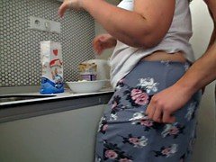 Hot sex at the kitchen with busty fatty