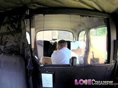 Love Creampie Mature British slut in stockings gets banged in back of taxi