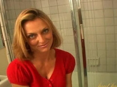 Brenda masturbates in the bathroom.