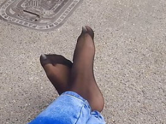 Pantyhose Feet in the Streets of Colombia