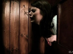 Lucia Love rides a thick cock in a confessional after confessing her sins