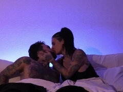 Guy captures on camera sex with his inked and busty GF