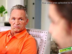 Laney Grey and Natalie Knight goes on a cock ride while holding hands on top of their stepdaddies cocks