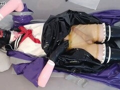 Homosexuelle, Latex, Masque, Masturbation, Jarretelles, Uniforme
