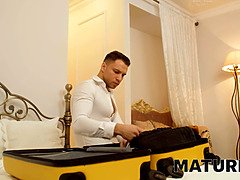 Naughty hotel maid with a twist fucks a mature MILF in Room Service