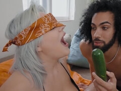 Boyfriend's dick tastes better than veggies for lustful blonde